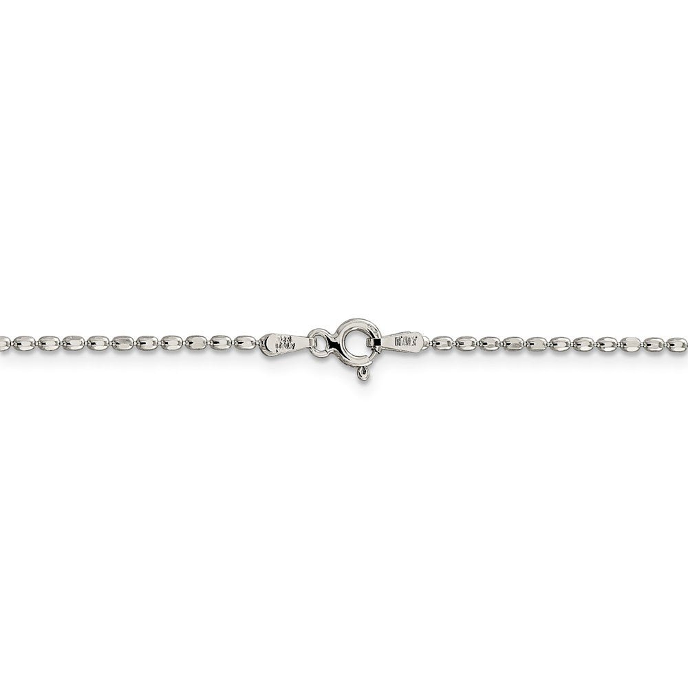 Alternate view of the 1.5mm Sterling Silver, Hollow Beaded Chain Necklace by The Black Bow Jewelry Co.