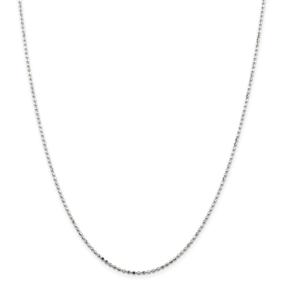 1.5mm Sterling Silver, Hollow Beaded Chain Necklace