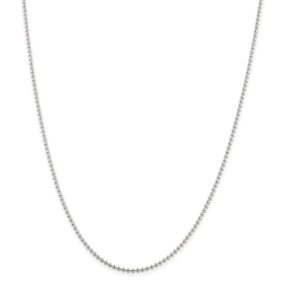 2mm Sterling Silver, Solid Beaded Chain Necklace