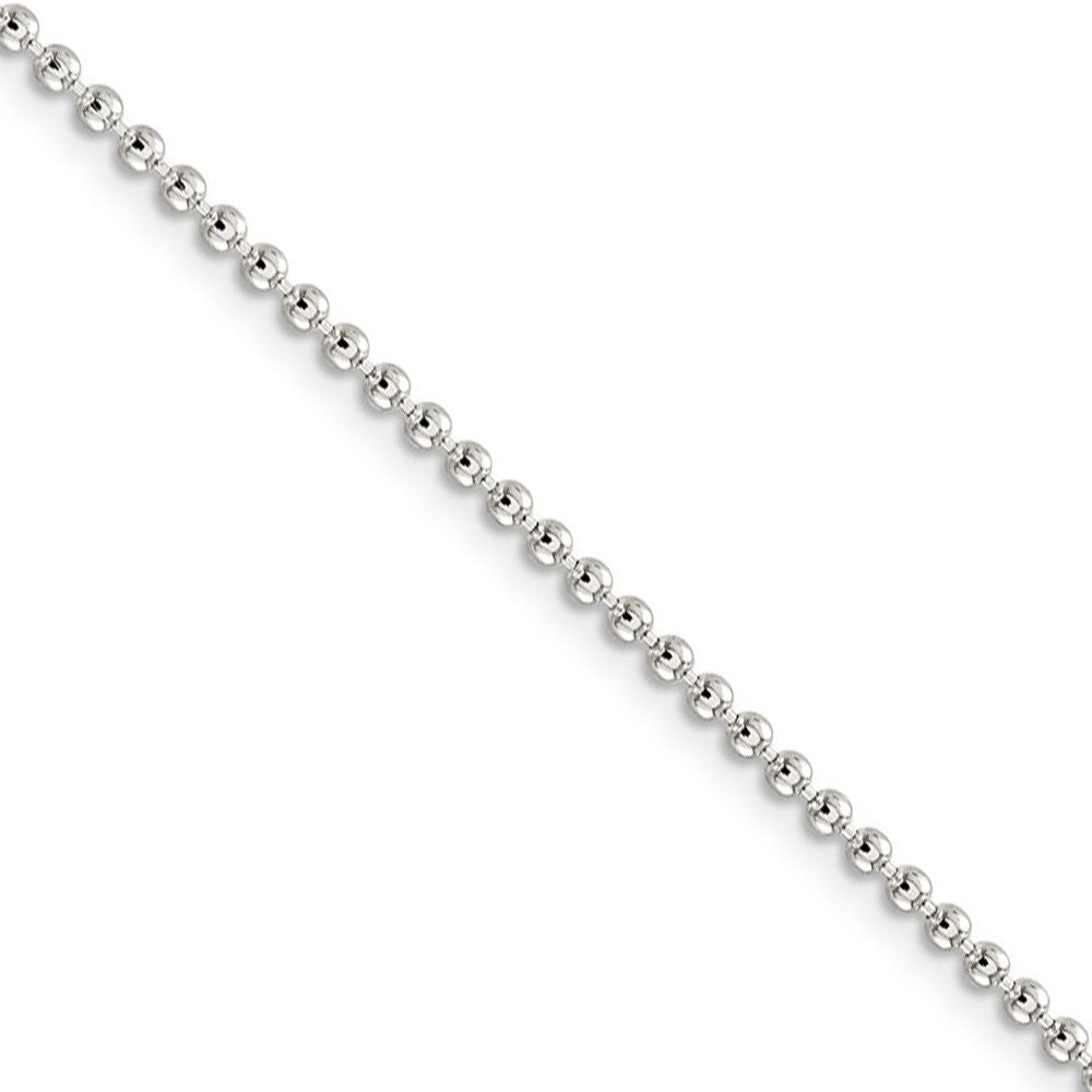 2mm Sterling Silver, Solid Beaded Chain Necklace