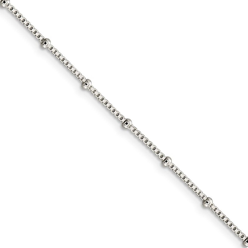 1.25mm Sterling Silver, Beaded Box Chain Necklace, Item C8025 by The Black Bow Jewelry Co.