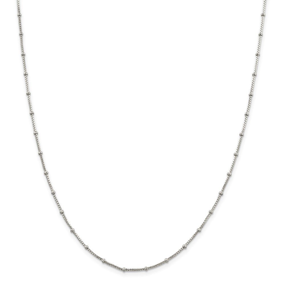 Alternate view of the 1.25mm Sterling Silver, Beaded Box Chain Necklace by The Black Bow Jewelry Co.