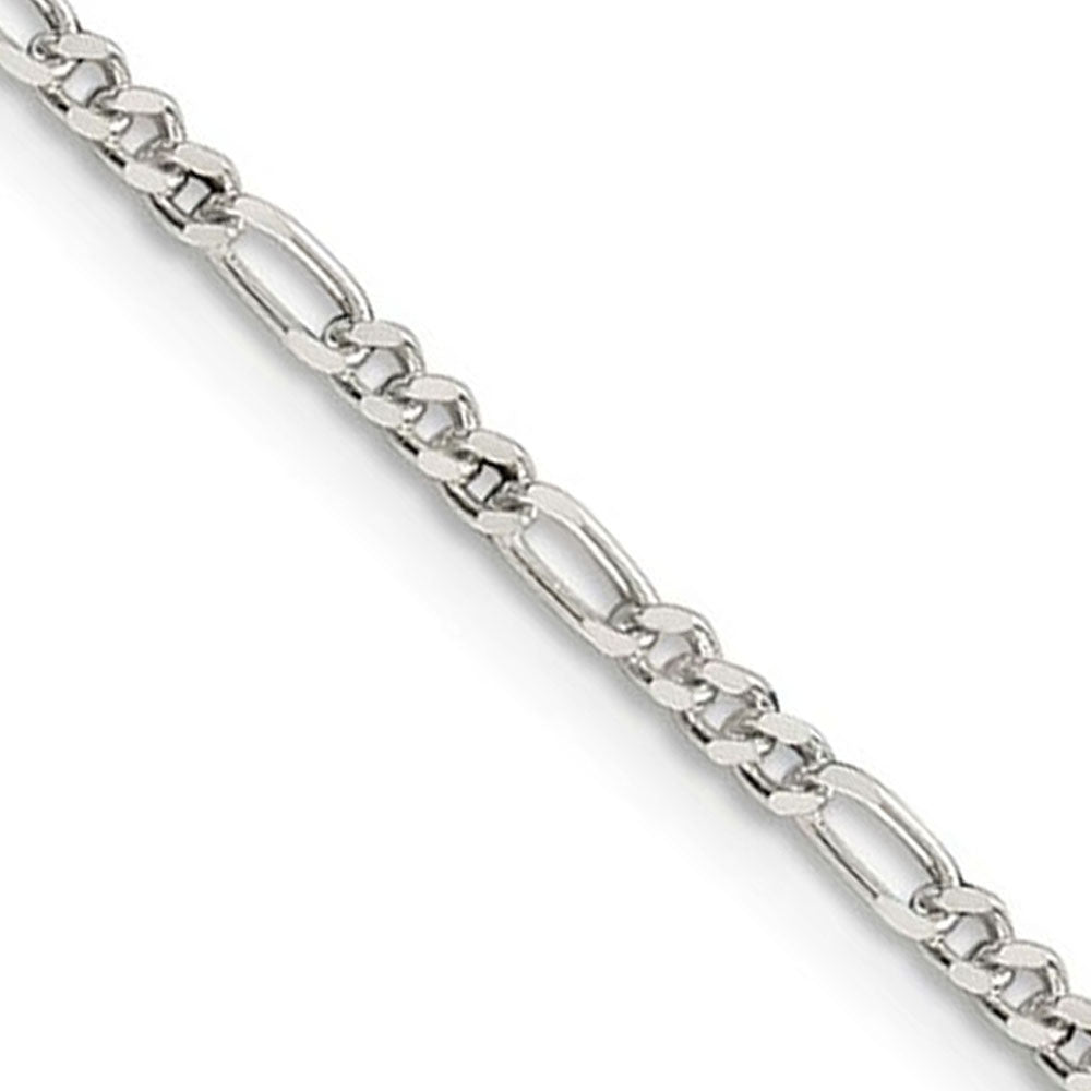 2.25mm Sterling Silver, Solid Figaro Chain Bracelet, Item C8048-B by The Black Bow Jewelry Co.