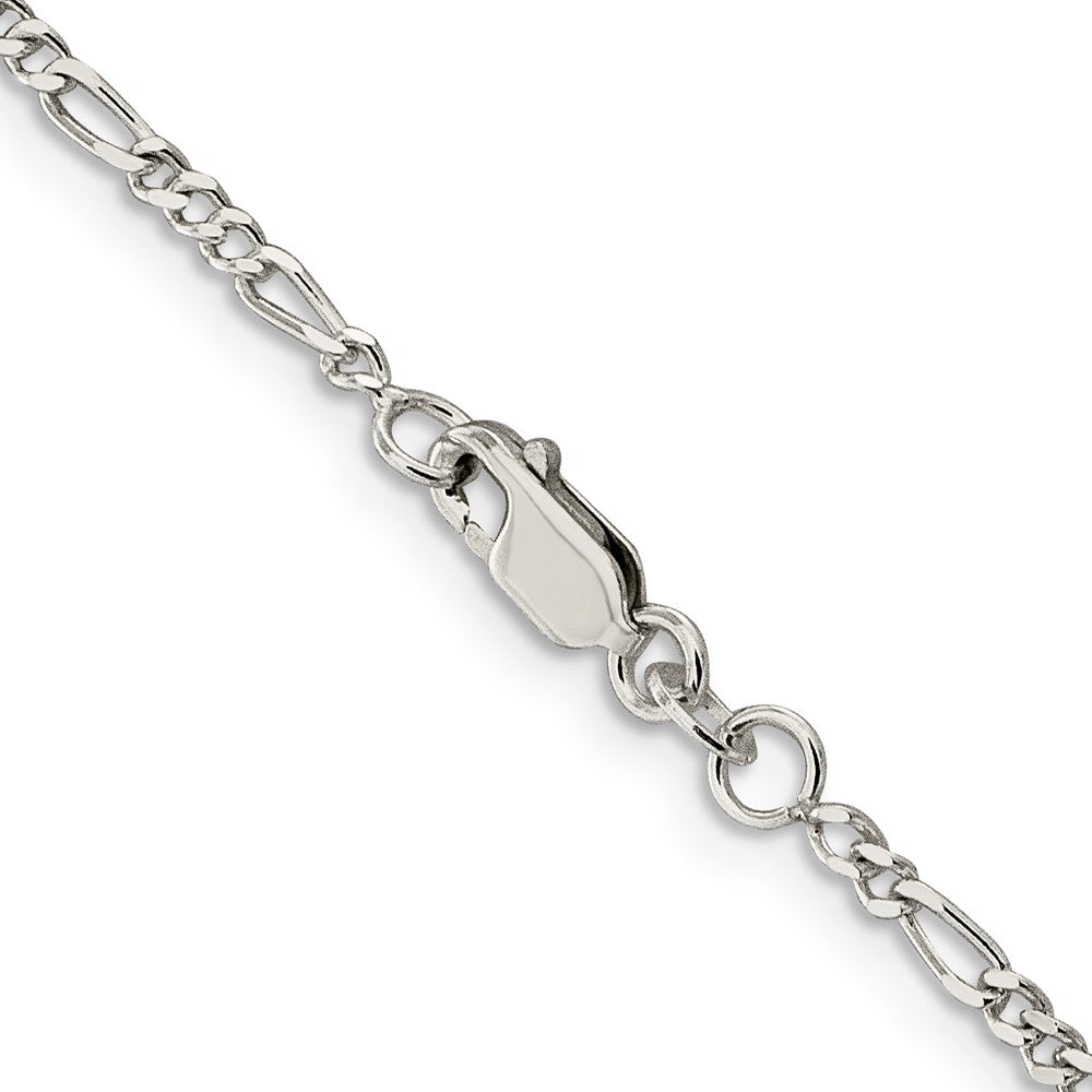 Alternate view of the 2.25mm Sterling Silver, Solid Figaro Chain Bracelet by The Black Bow Jewelry Co.