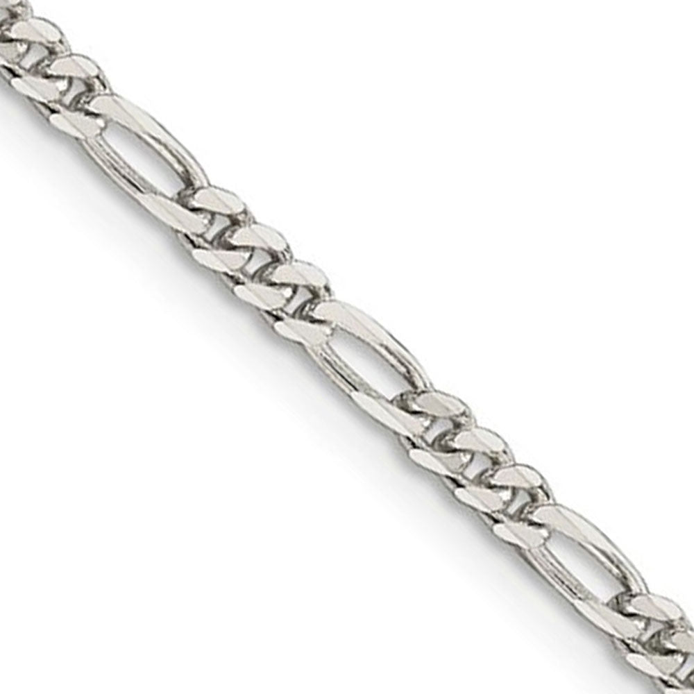 2.8mm Sterling Silver, Solid Figaro Chain Bracelet, Item C8049-B by The Black Bow Jewelry Co.