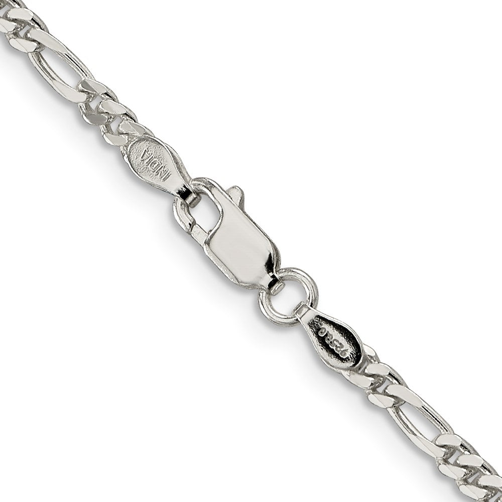 Alternate view of the 2.8mm Sterling Silver, Solid Figaro Chain Bracelet by The Black Bow Jewelry Co.