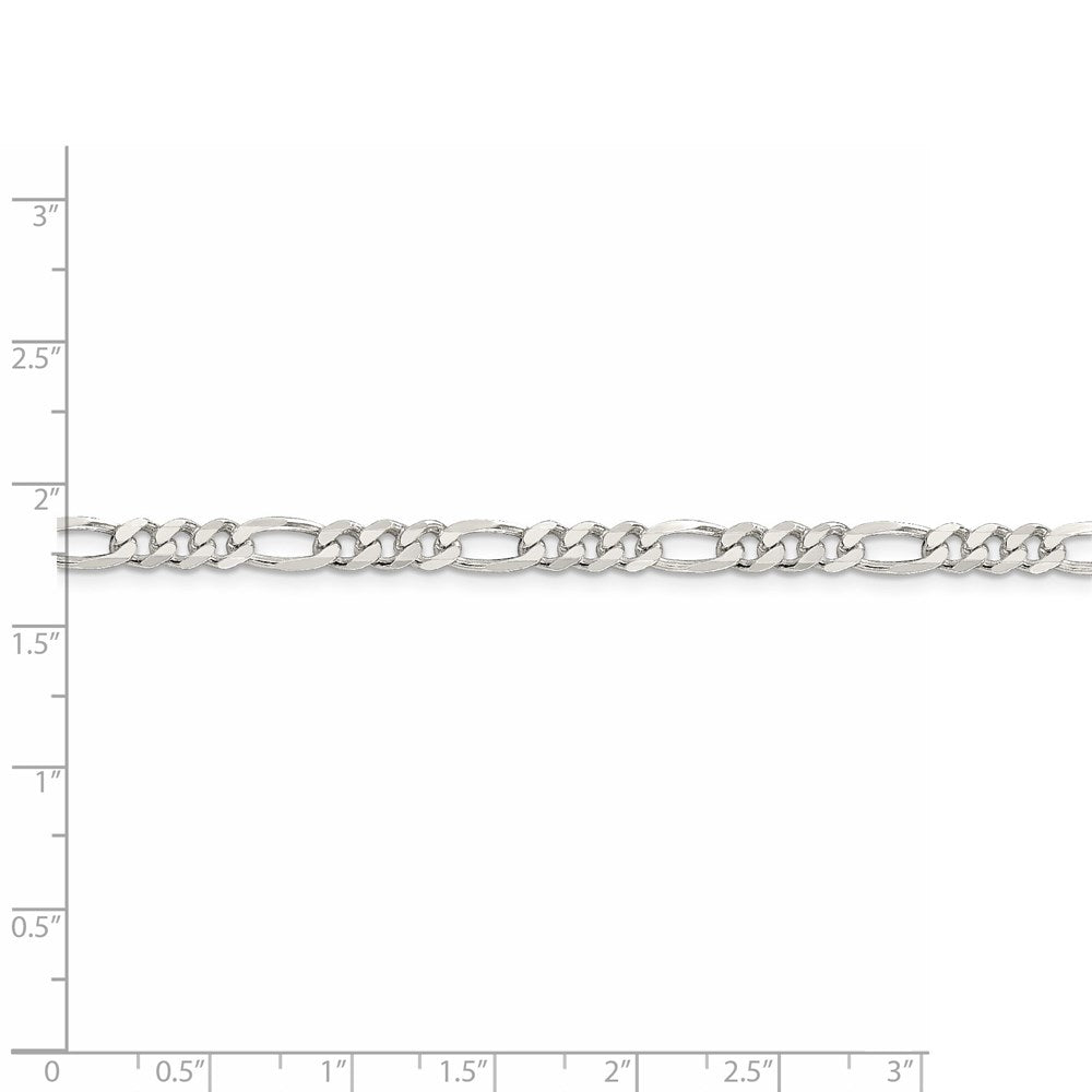 Alternate view of the 4.5mm Sterling Silver, Solid Figaro Chain Bracelet by The Black Bow Jewelry Co.