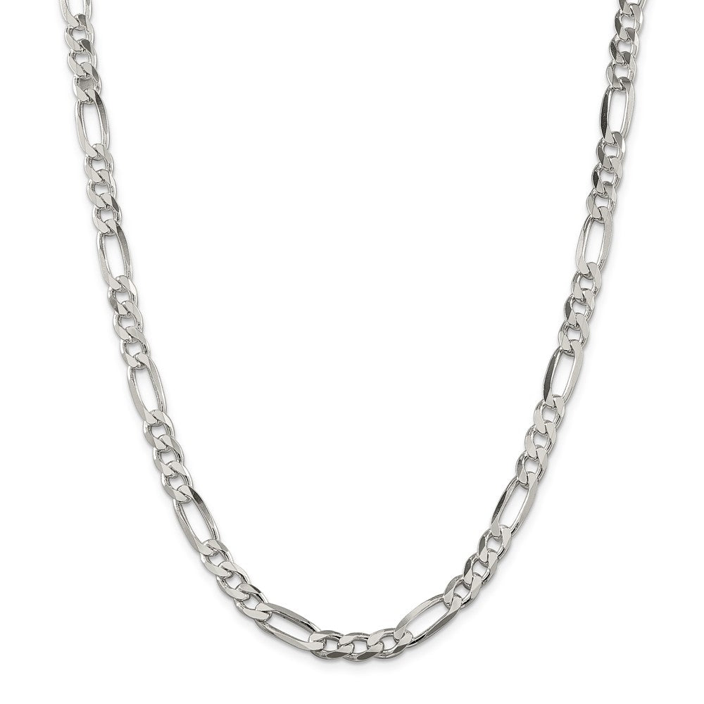 Alternate view of the Men&#39;s 6.75mm Sterling Silver, Solid Figaro Chain Necklace by The Black Bow Jewelry Co.