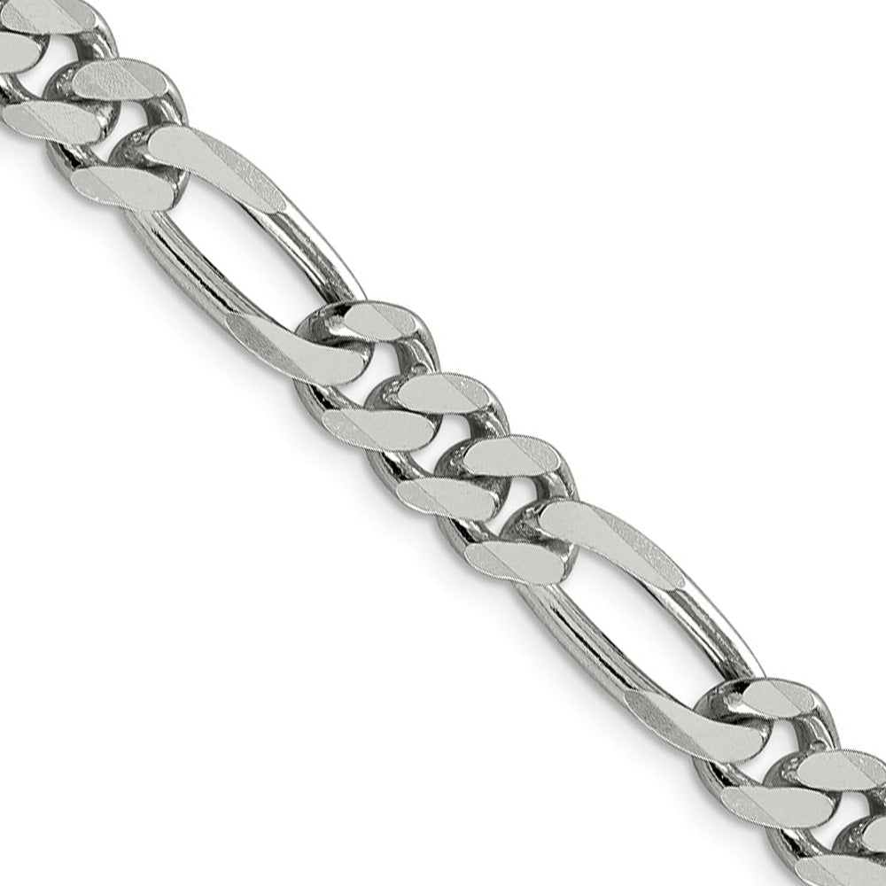 Men&#39;s 8mm Sterling Silver Solid Figaro Chain Bracelet, Item C8054-B by The Black Bow Jewelry Co.