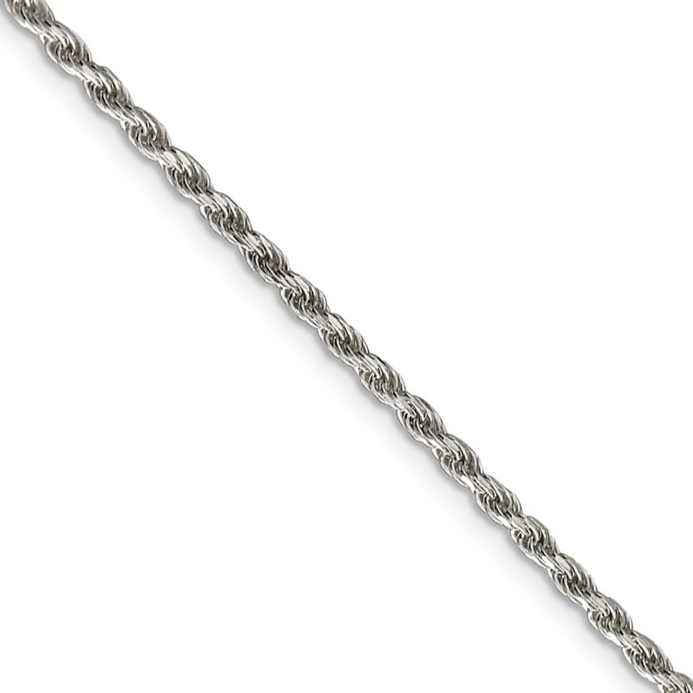 2.25mm Sterling Silver, Diamond Cut Solid Rope Chain Necklace