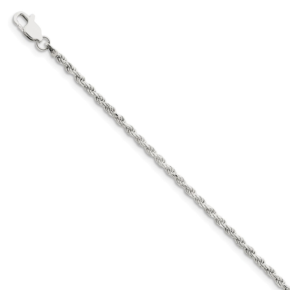 2.25mm Sterling Silver Diamond Cut Solid Rope Chain Anklet or Bracelet, Item C8067-B by The Black Bow Jewelry Co.