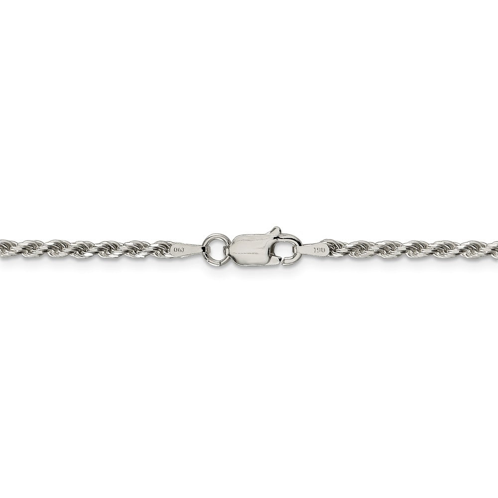 Alternate view of the 2.25mm Sterling Silver Diamond Cut Solid Rope Chain Anklet or Bracelet by The Black Bow Jewelry Co.