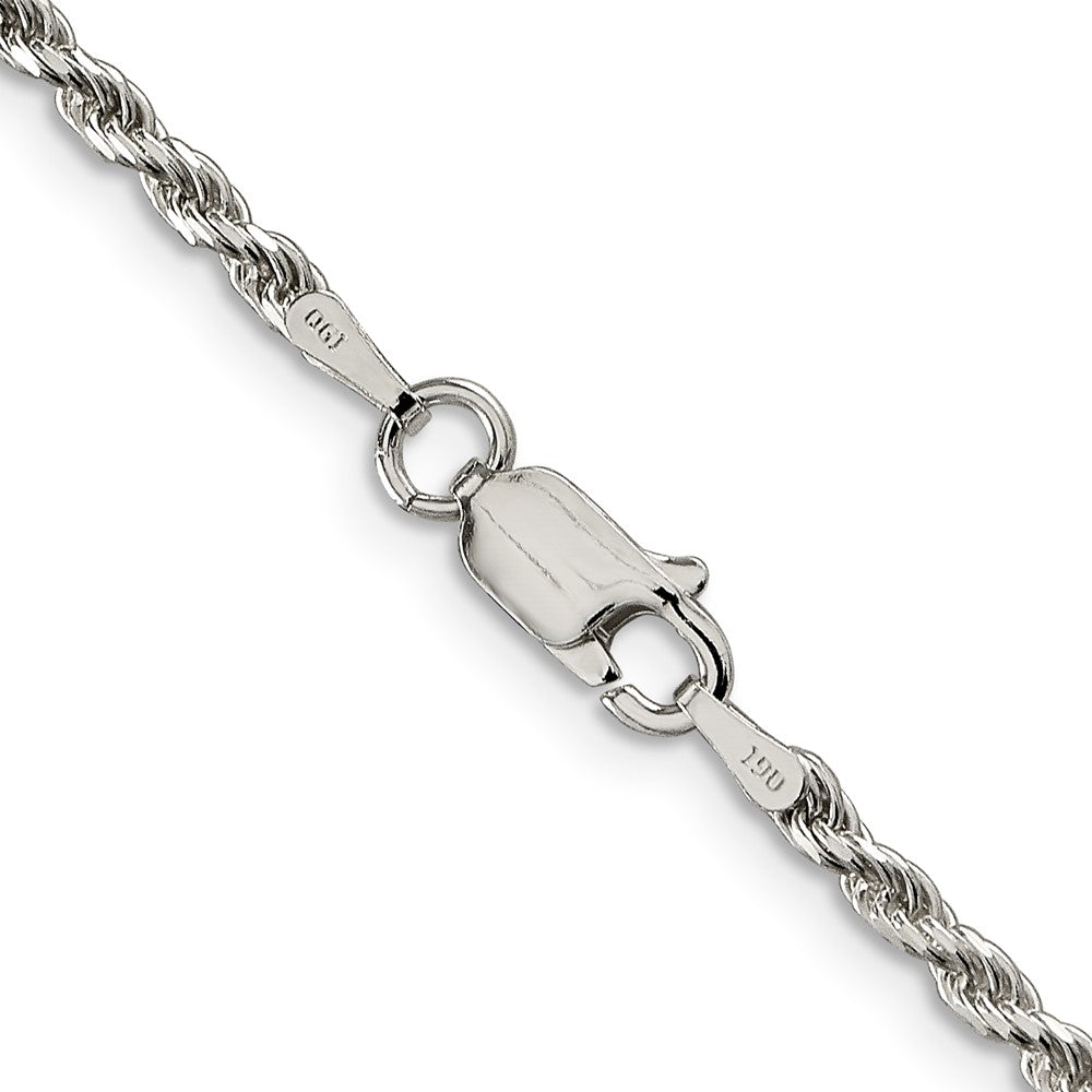 Alternate view of the 2.25mm Sterling Silver, Diamond Cut Solid Rope Chain Necklace by The Black Bow Jewelry Co.