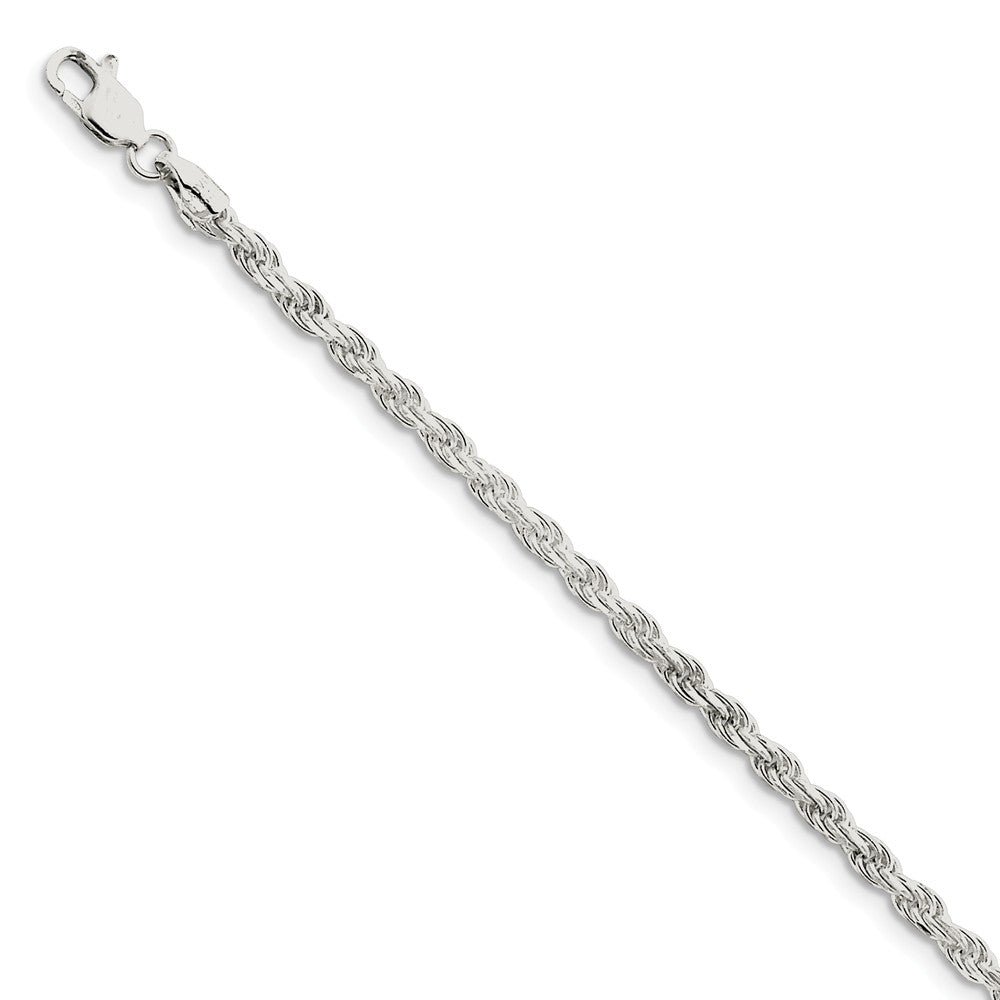 3mm Sterling Silver, Diamond Cut Solid Rope Chain Anklet or Bracelet, Item C8069-B by The Black Bow Jewelry Co.