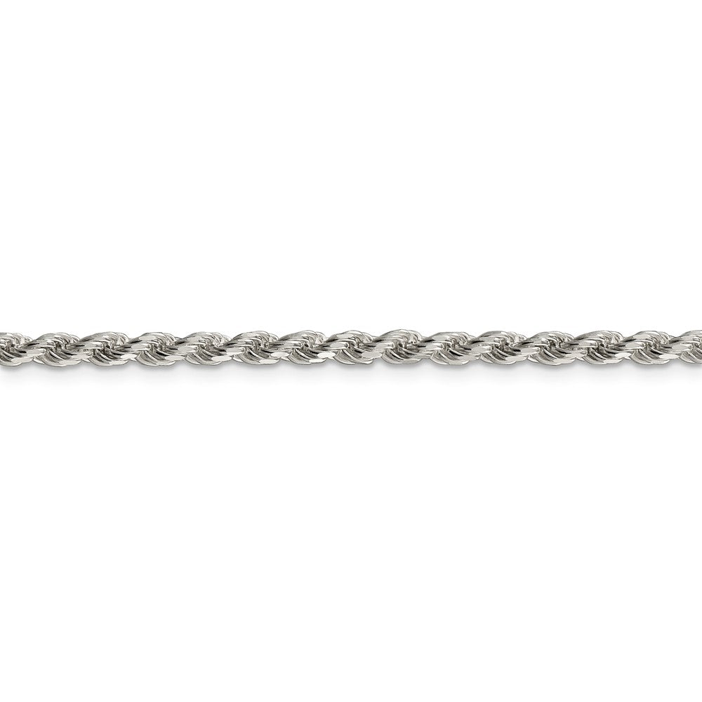 Alternate view of the 3mm Sterling Silver, Diamond Cut Solid Rope Chain Anklet or Bracelet by The Black Bow Jewelry Co.