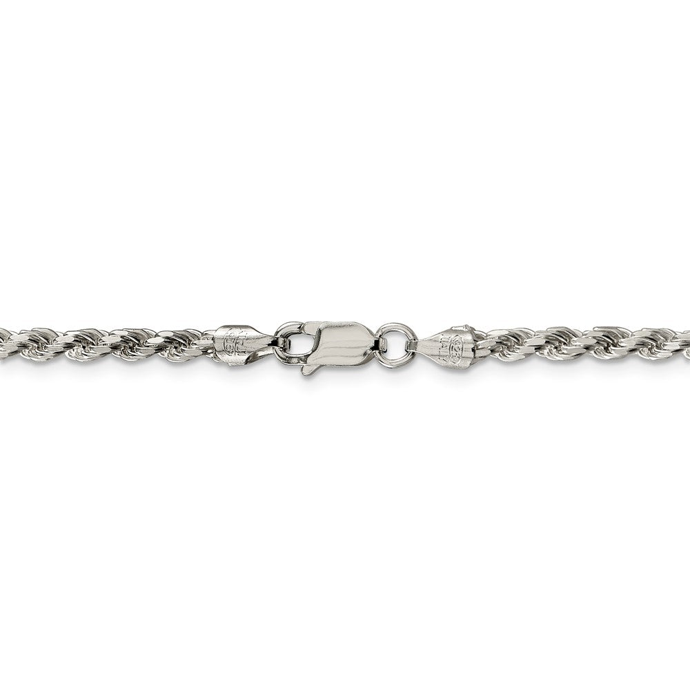 Alternate view of the 3mm Sterling Silver, Diamond Cut Solid Rope Chain Anklet or Bracelet by The Black Bow Jewelry Co.