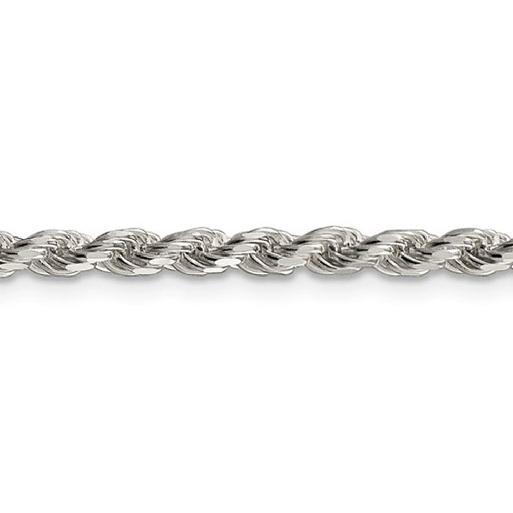Alternate view of the 3mm Sterling Silver, Diamond Cut Solid Rope Chain Necklace by The Black Bow Jewelry Co.