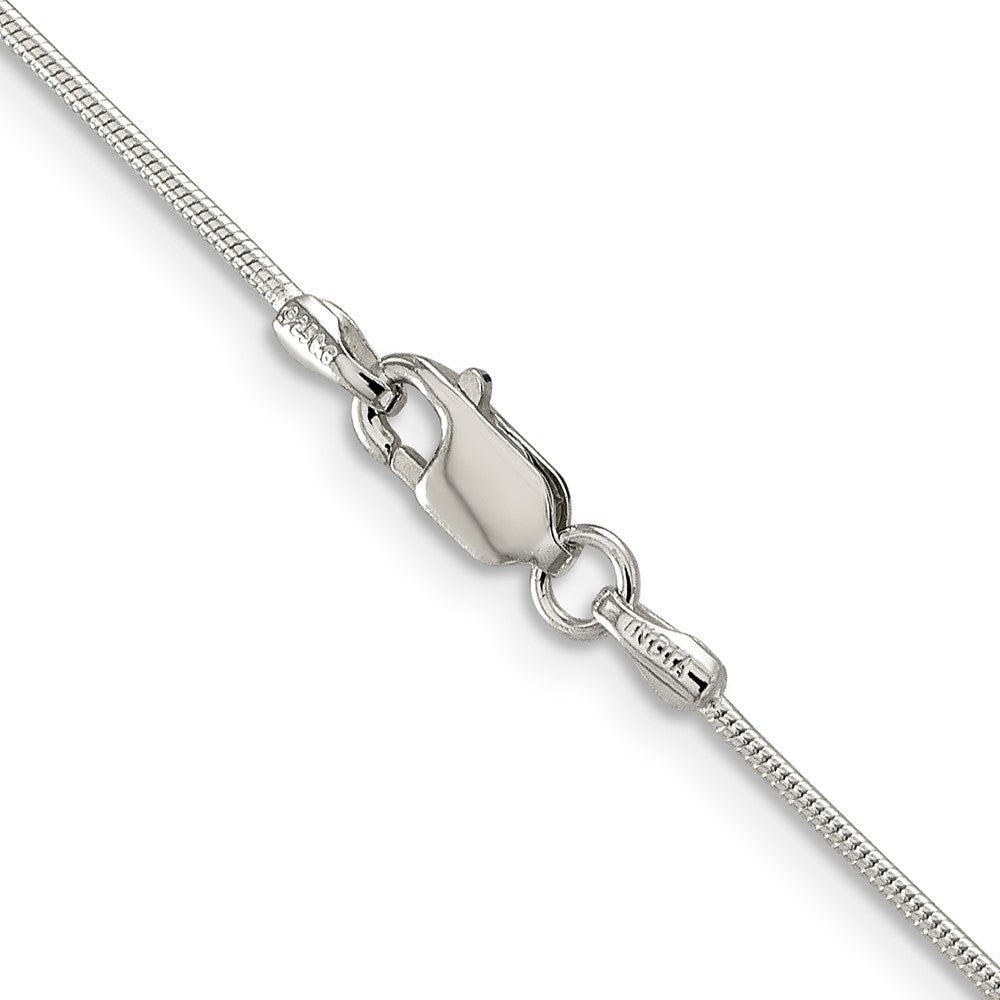 Alternate view of the 1mm Sterling Silver, Round Solid Snake Chain Necklace by The Black Bow Jewelry Co.