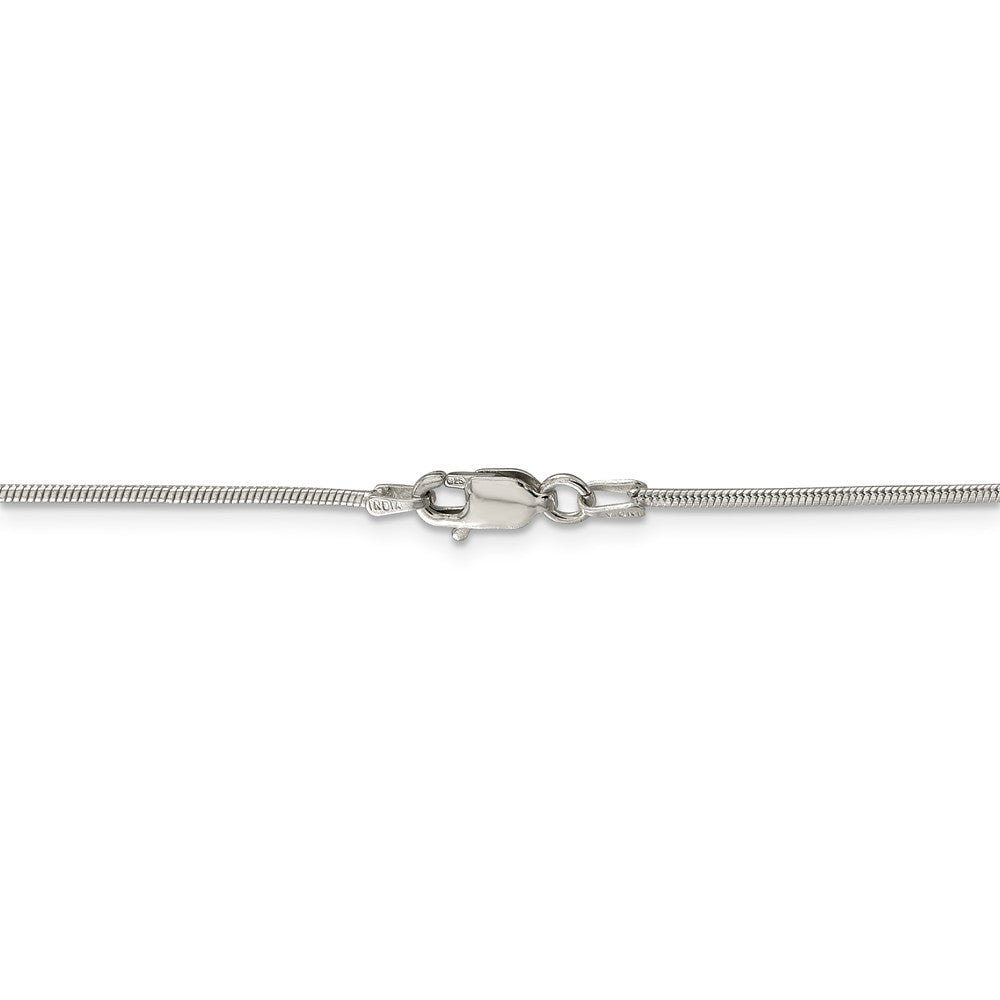 Alternate view of the 1.2mm Sterling Silver, Round Solid Snake Chain Necklace by The Black Bow Jewelry Co.