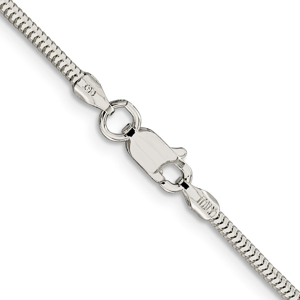 Alternate view of the 2mm Sterling Silver Diamond Cut Solid Round Snake Chain Bracelet by The Black Bow Jewelry Co.