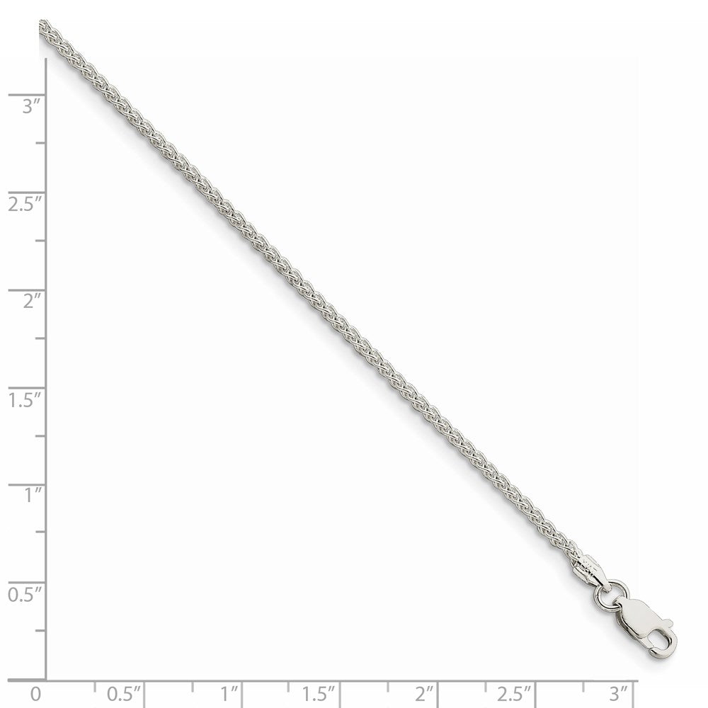 Alternate view of the 1.75mm Sterling Silver, Round Solid Spiga Chain Necklace by The Black Bow Jewelry Co.