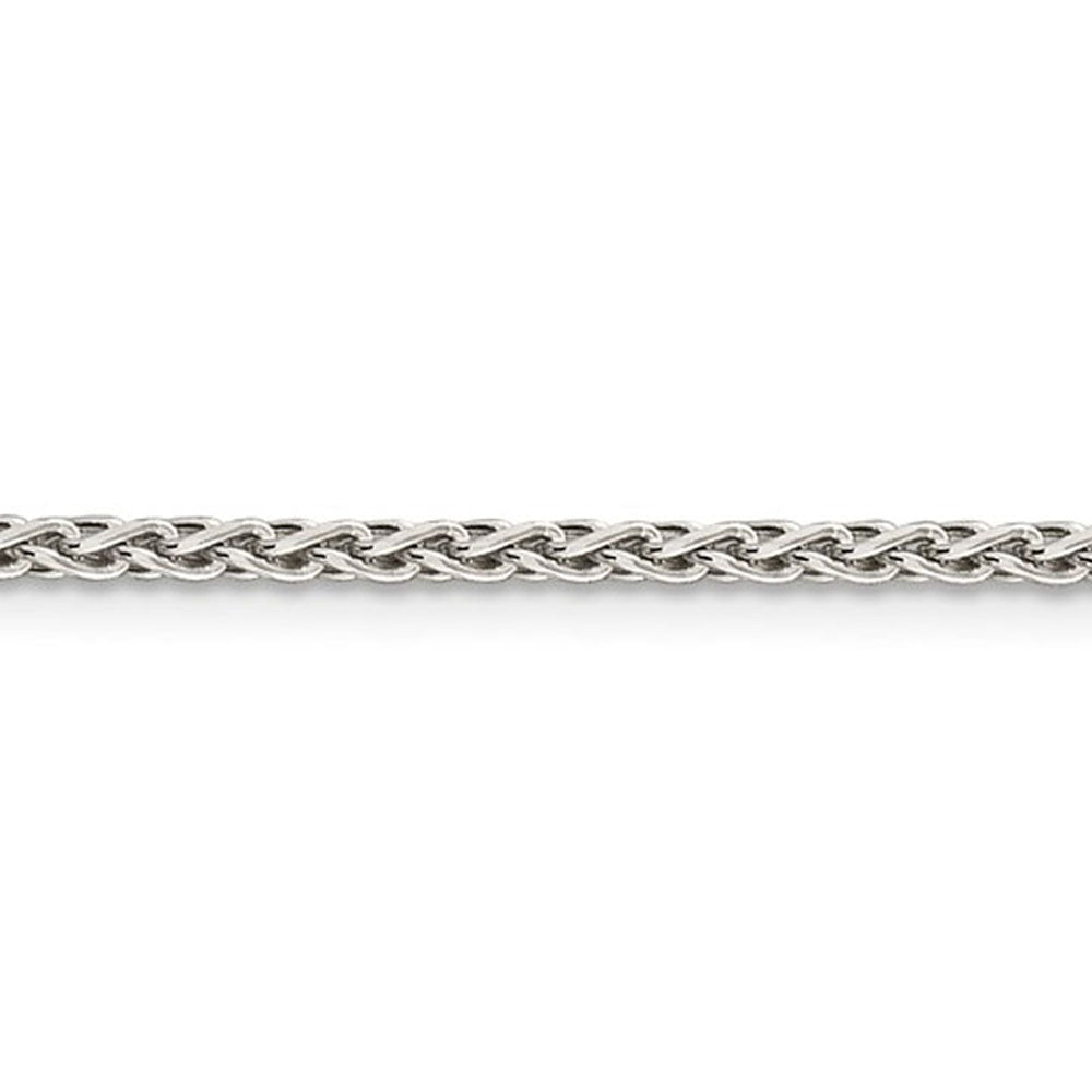 Alternate view of the 2mm Sterling Silver, Diamond Cut Solid Spiga Chain Necklace by The Black Bow Jewelry Co.