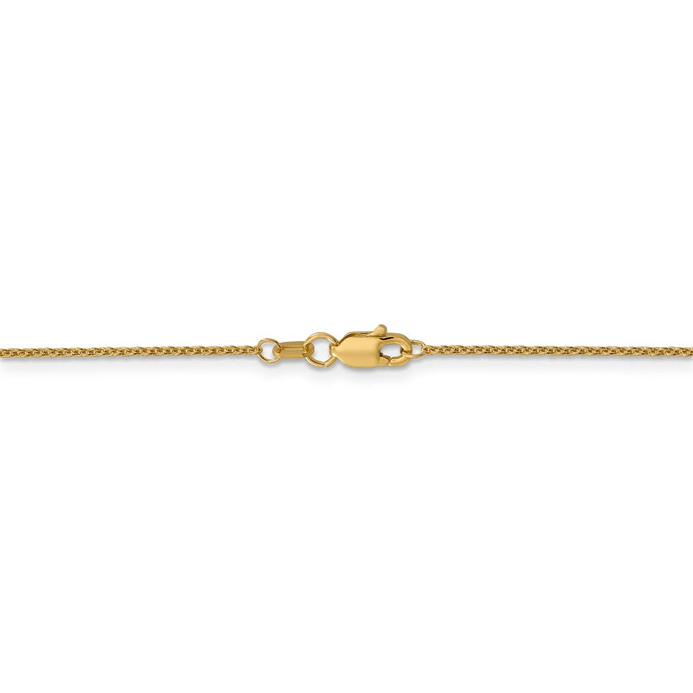 Alternate view of the 1mm, 14k Yellow Gold Solid Cable Chain Necklace by The Black Bow Jewelry Co.