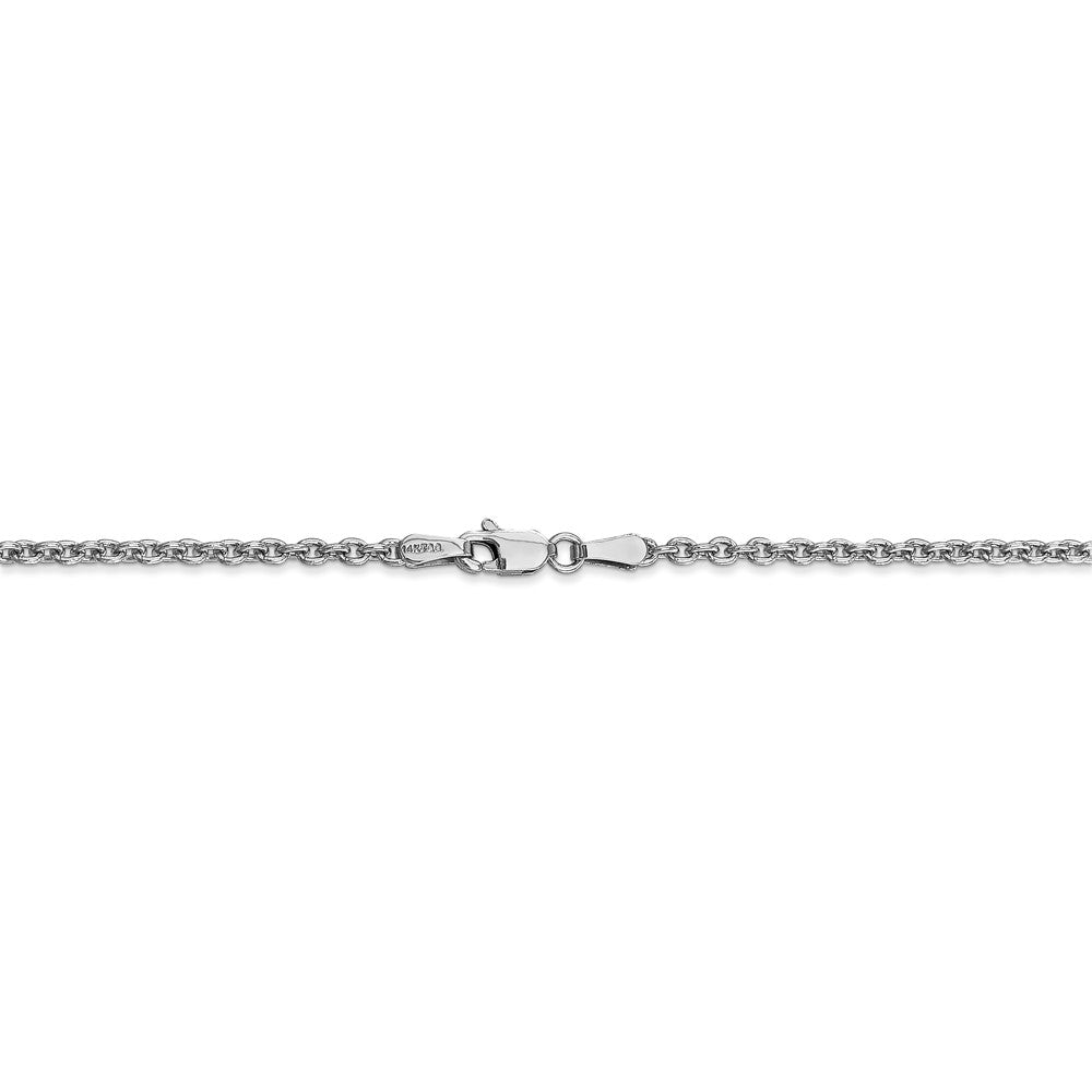 Alternate view of the 2.2mm, 14k White Gold, Solid Cable Chain Necklace by The Black Bow Jewelry Co.