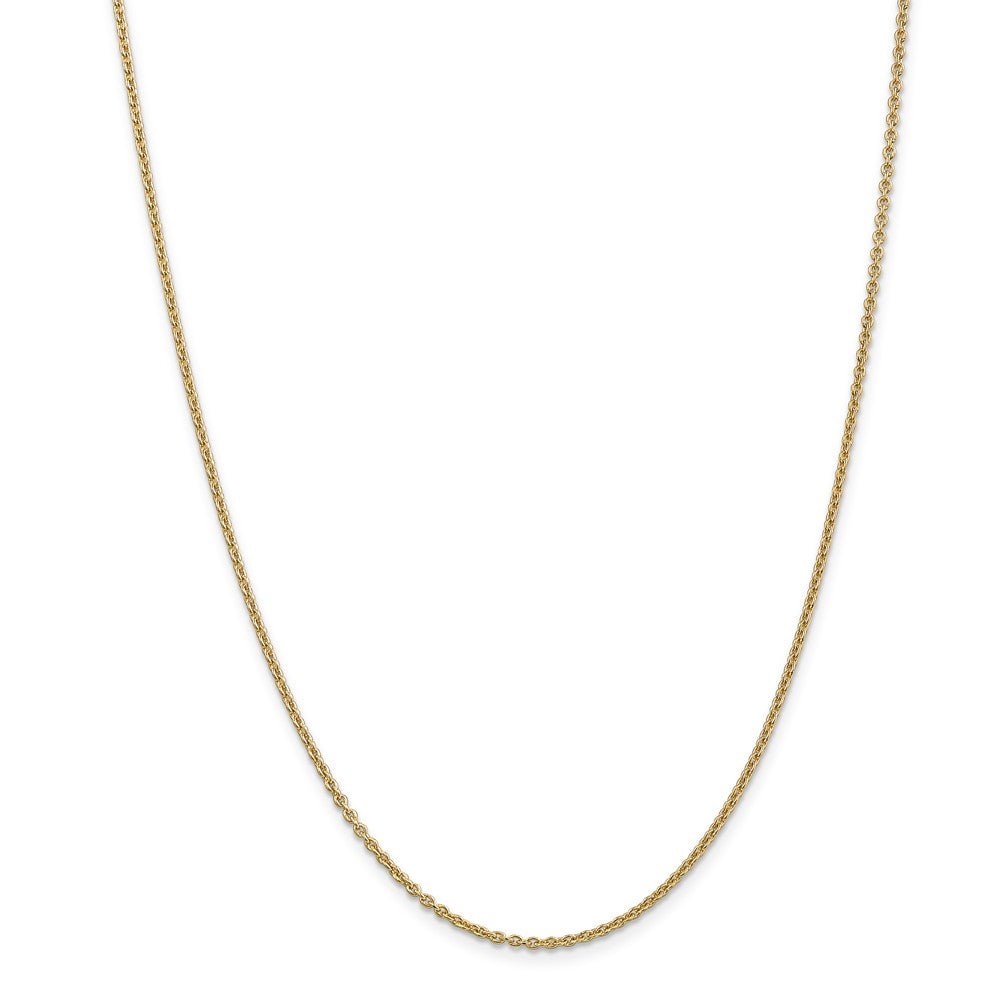 Alternate view of the 1.8mm, 14k Yellow Gold, Solid Cable Chain Necklace by The Black Bow Jewelry Co.