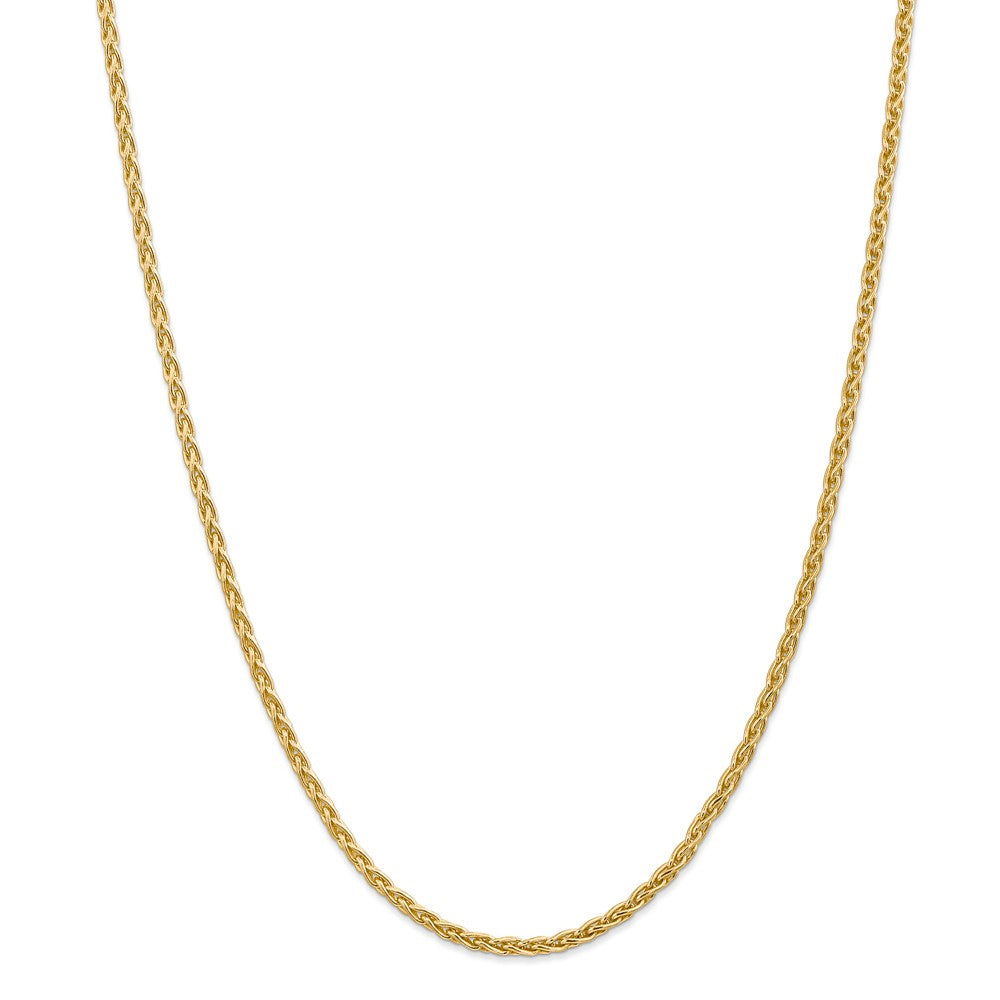 Alternate view of the 3mm, 14k Yellow Gold, Solid Parisian Wheat Chain Necklace by The Black Bow Jewelry Co.