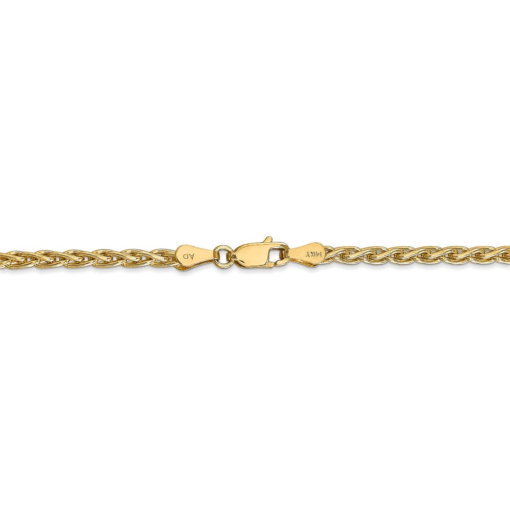 Alternate view of the 3mm, 14k Yellow Gold, Solid Parisian Wheat Chain Necklace by The Black Bow Jewelry Co.