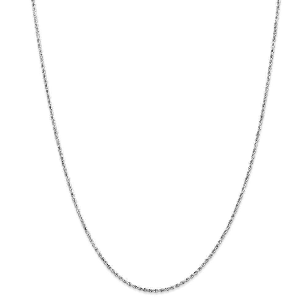 Alternate view of the 1.5mm, 14k White Gold, Diamond Cut Solid Rope Chain Necklace by The Black Bow Jewelry Co.