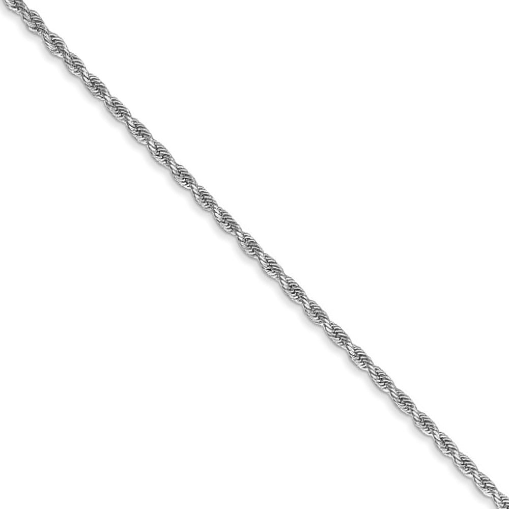 1.5mm, 14k White Gold, Diamond Cut Solid Rope Chain Necklace