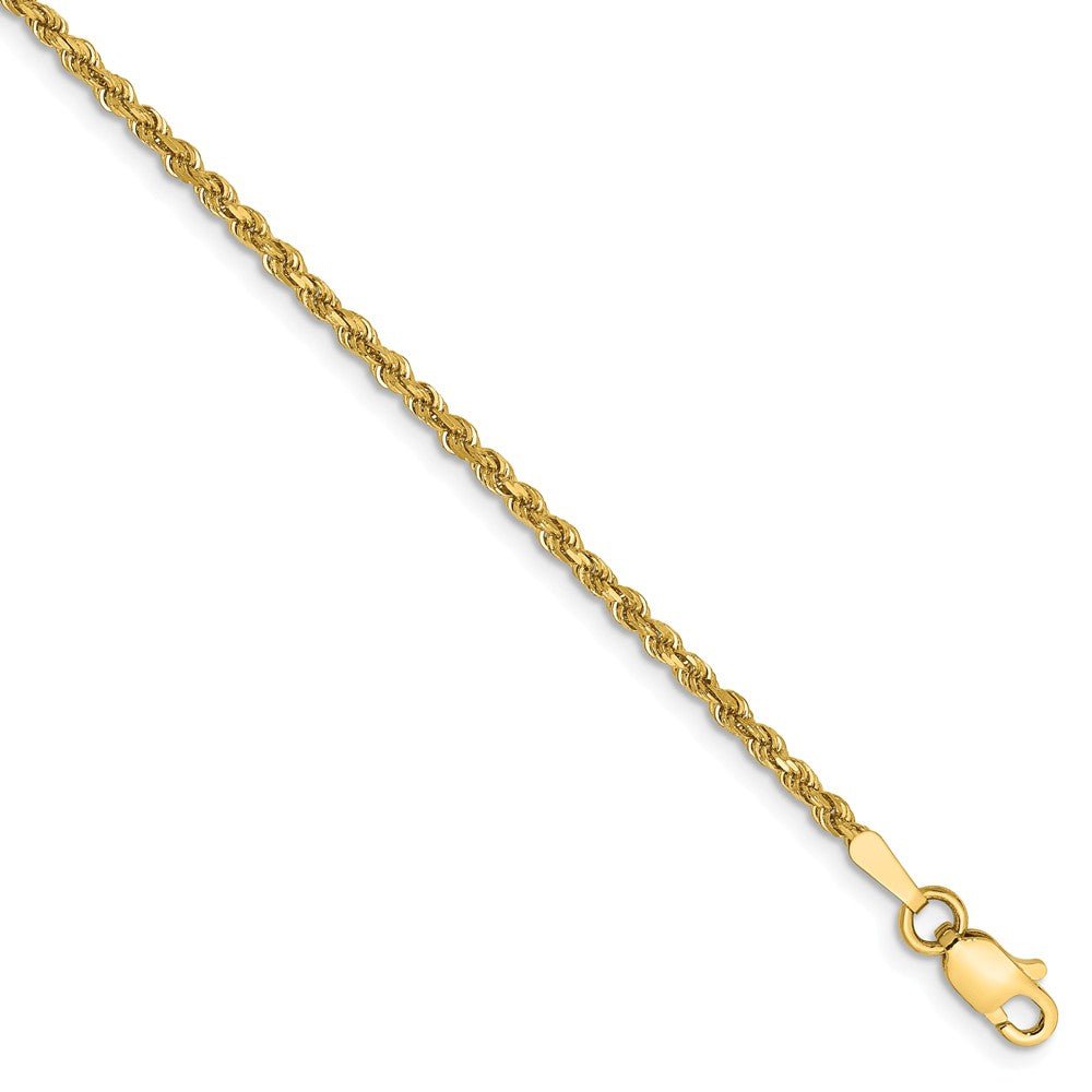 1.75mm, 14k Yellow Gold Solid D/C Rope Chain Anklet or Bracelet, Item C8114-B by The Black Bow Jewelry Co.