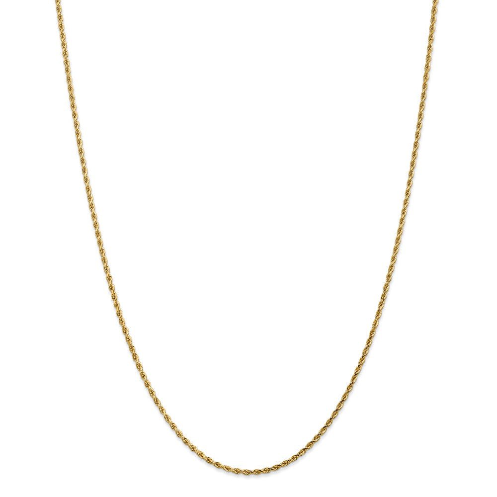 Alternate view of the 1.75mm, 14k Yellow Gold Solid Diamond Cut Rope Chain Necklace by The Black Bow Jewelry Co.