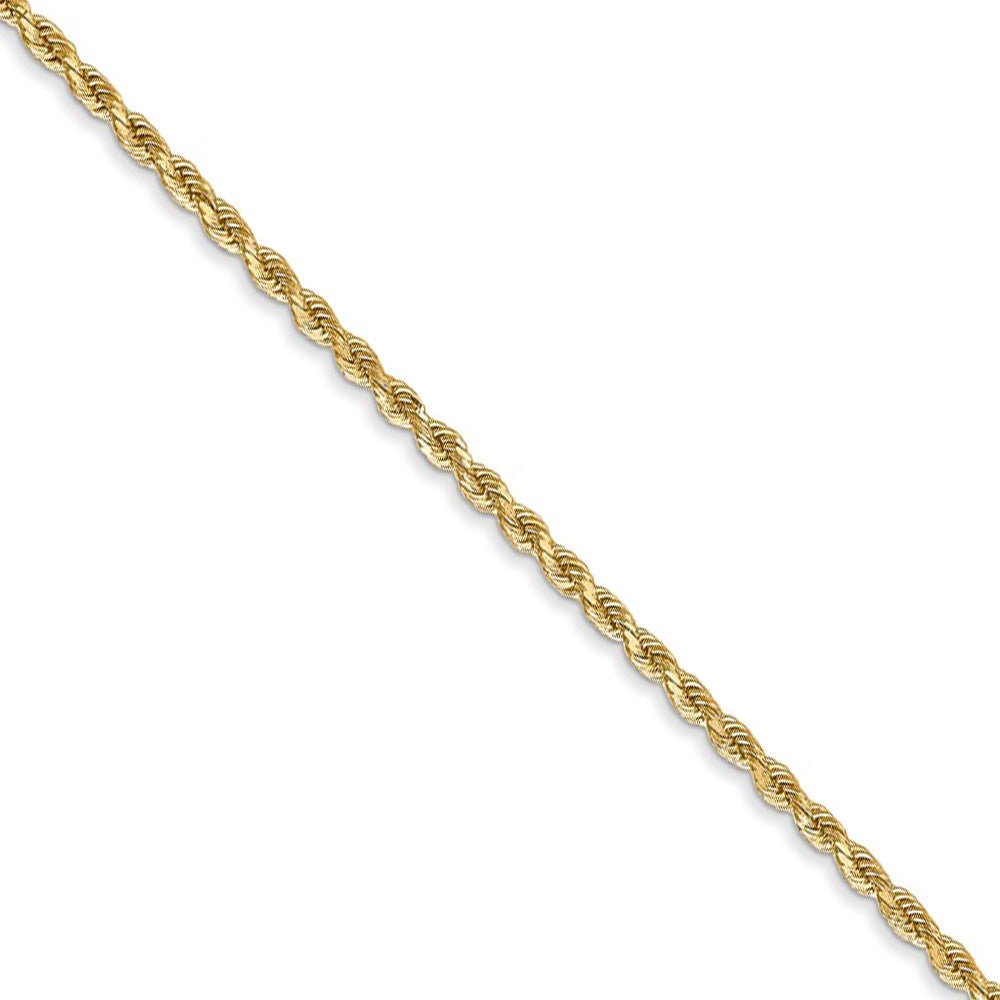 1.75mm, 14k Yellow Gold Solid Diamond Cut Rope Chain Necklace