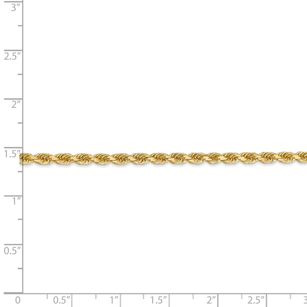 Alternate view of the 3.25mm, 14k Yellow Gold, D/C Solid Rope Chain Anklet or Bracelet by The Black Bow Jewelry Co.