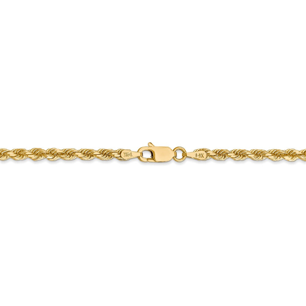 Alternate view of the 3.25mm, 14k Yellow Gold, Diamond Cut Solid Rope Chain Necklace by The Black Bow Jewelry Co.