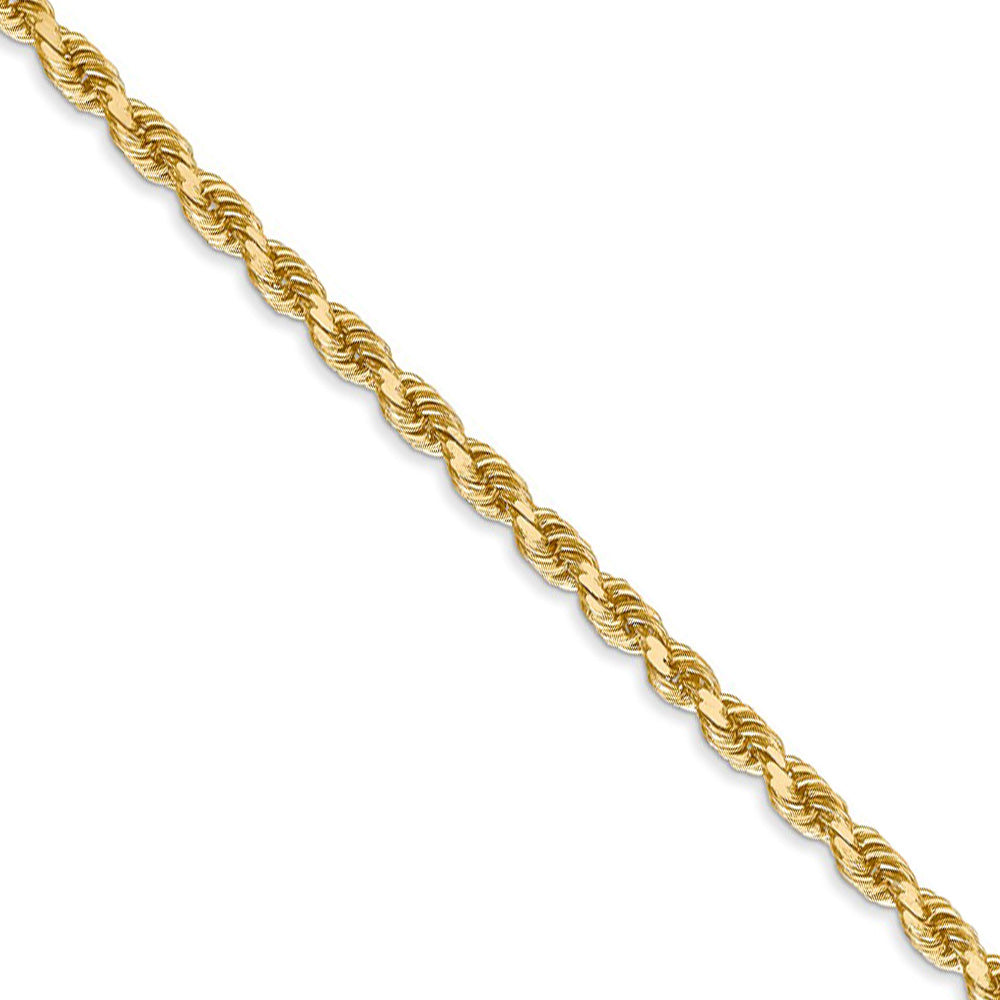 3.25mm, 14k Yellow Gold, Diamond Cut Solid Rope Chain Necklace