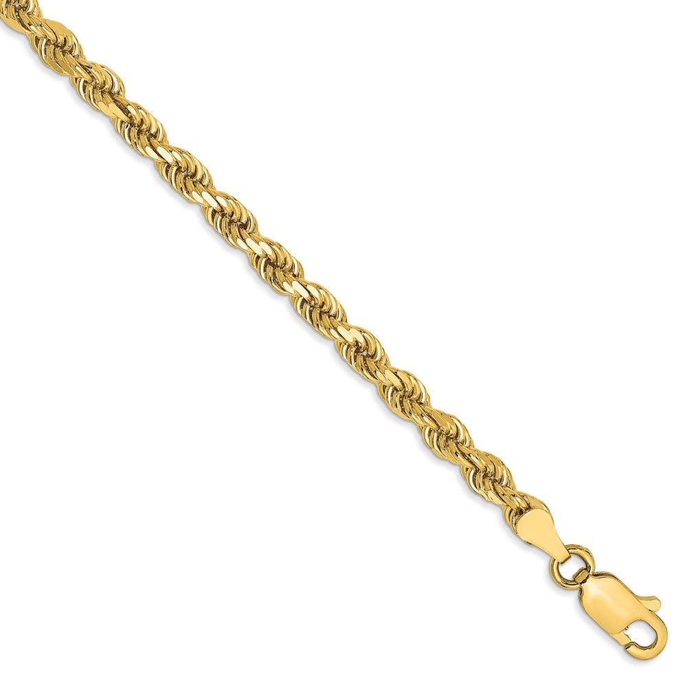 3.5mm 14k Yellow Gold, Diamond Cut Solid Rope Chain Anklet or Bracelet, Item C8117-B by The Black Bow Jewelry Co.