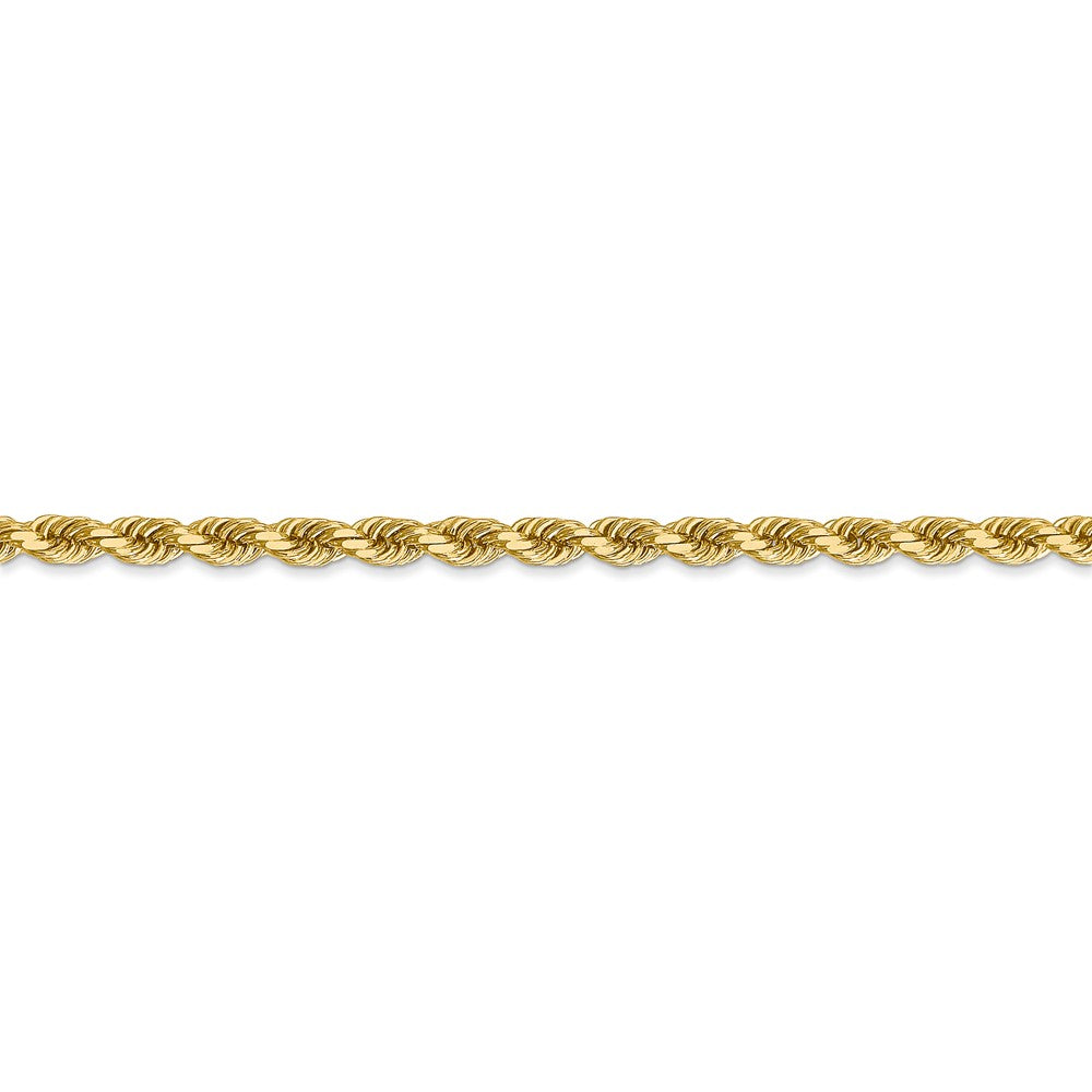 Alternate view of the 3.5mm 14k Yellow Gold, Diamond Cut Solid Rope Chain Anklet or Bracelet by The Black Bow Jewelry Co.