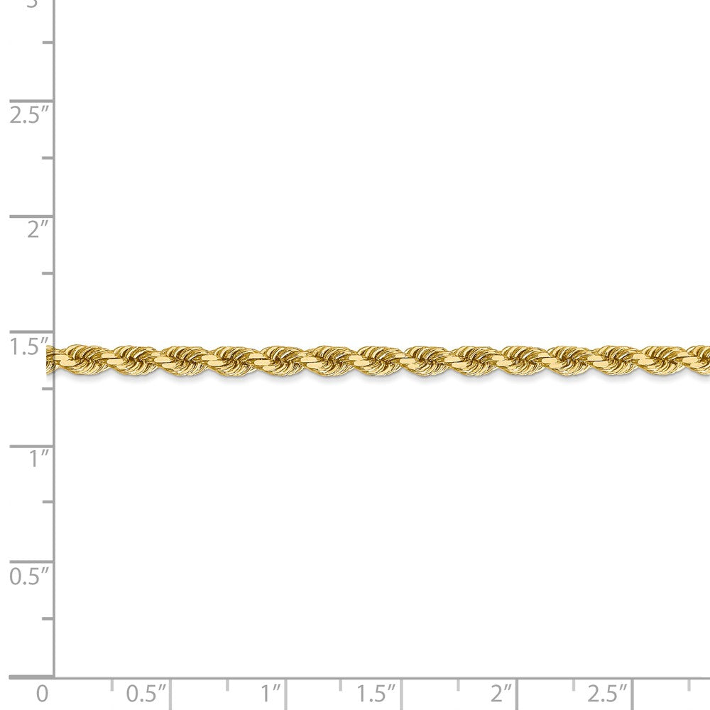 Alternate view of the 3.5mm 14k Yellow Gold, Diamond Cut Solid Rope Chain Anklet or Bracelet by The Black Bow Jewelry Co.