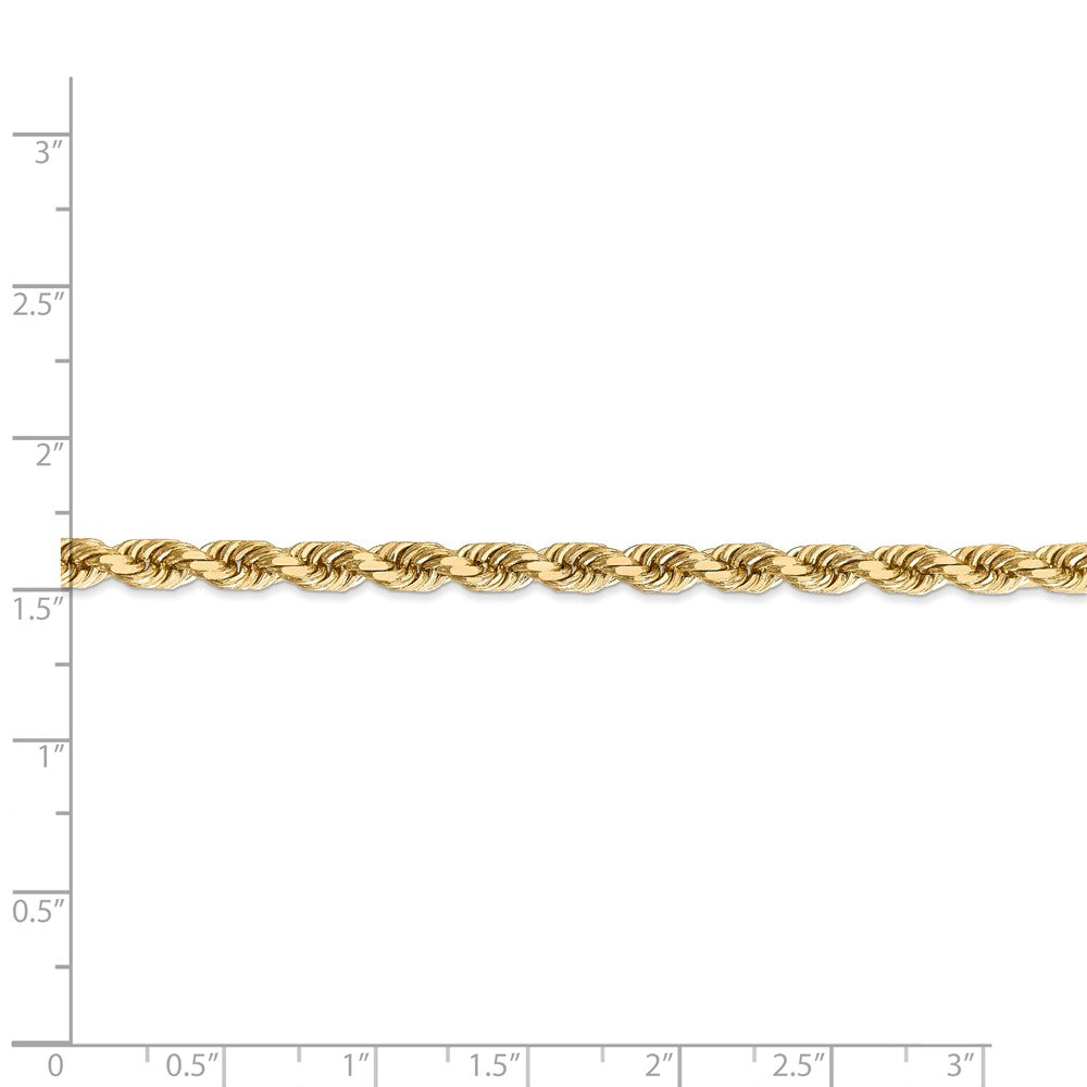 Alternate view of the 4.5mm, 14k Yellow Gold, Diamond Cut Solid Rope Chain Bracelet by The Black Bow Jewelry Co.
