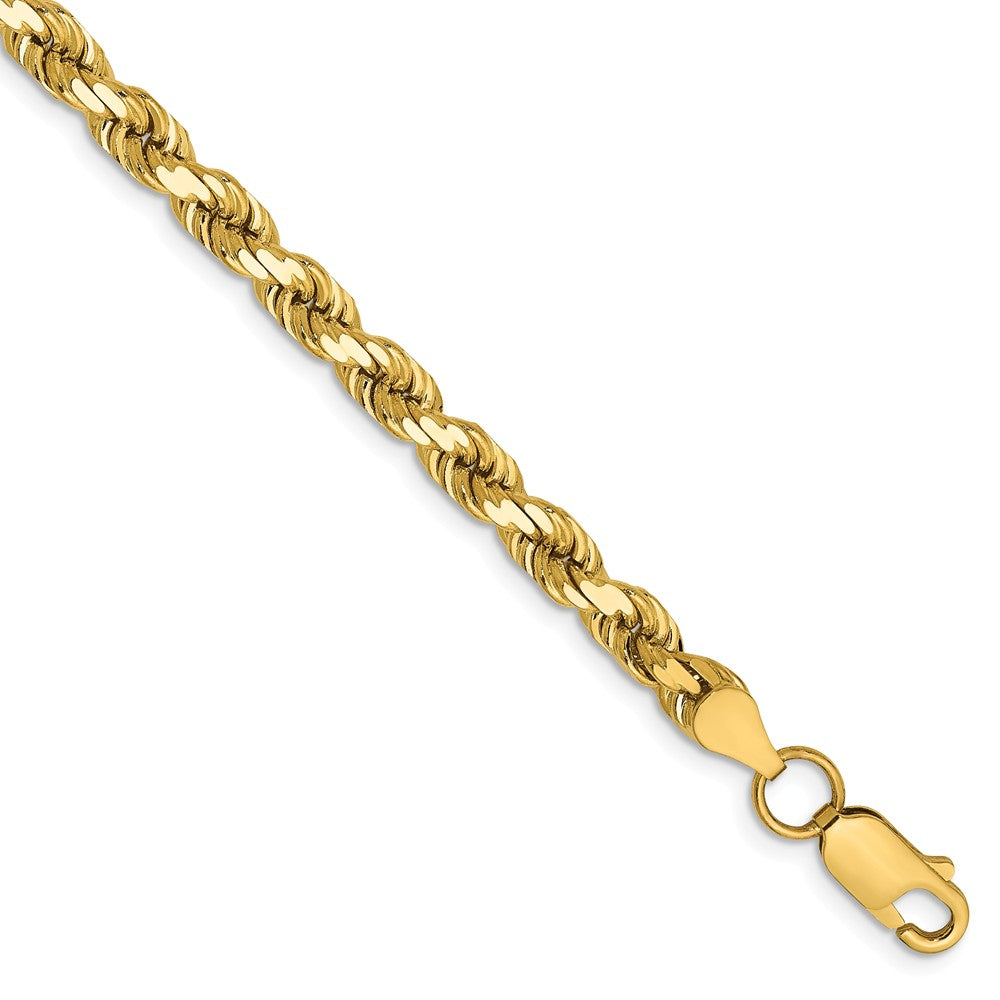 4.5mm, 14k Yellow Gold, Diamond Cut Solid Rope Chain Bracelet