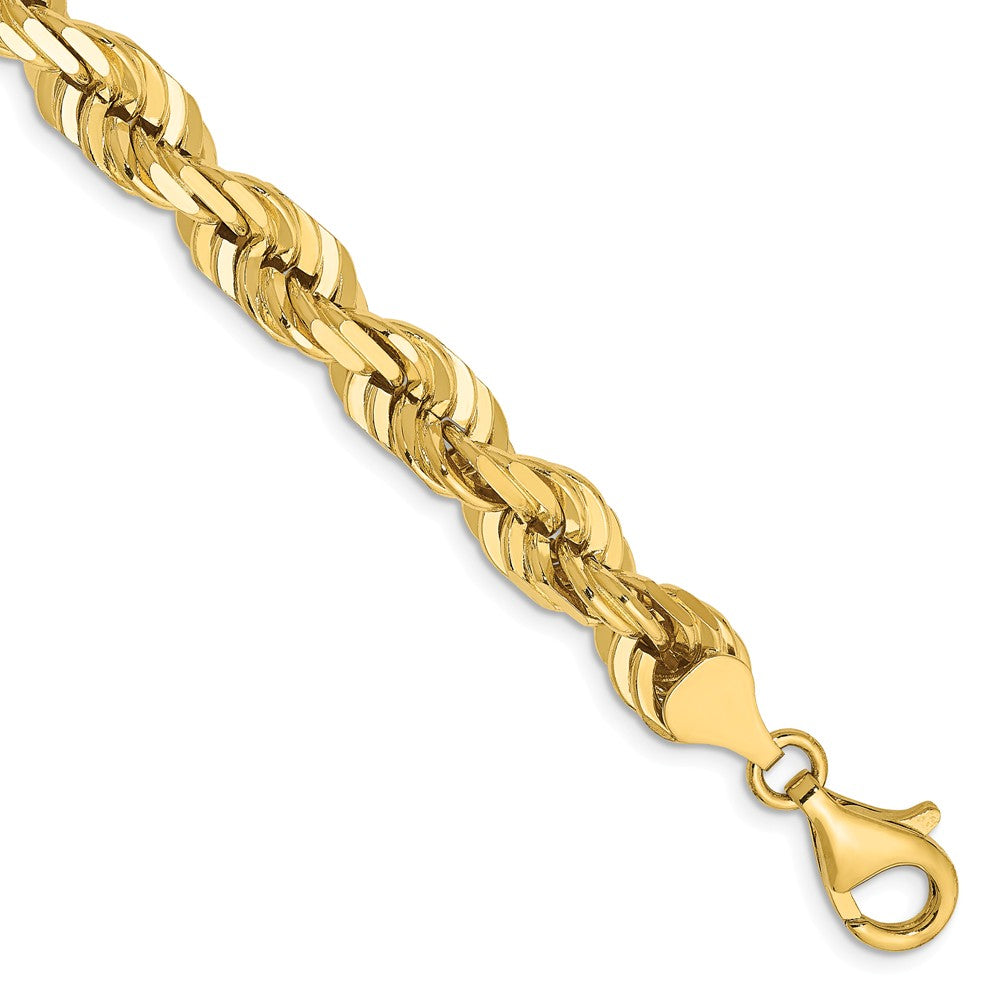 Men&#39;s 7mm, 14k Yellow Gold, Diamond Cut Rope Chain Bracelet, 9 Inch, Item C8121-09 by The Black Bow Jewelry Co.
