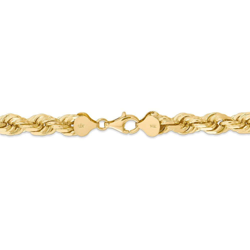 Alternate view of the Men&#39;s 8mm, 14k Yellow Gold, Diamond Cut Rope Chain Bracelet, 9 Inch by The Black Bow Jewelry Co.