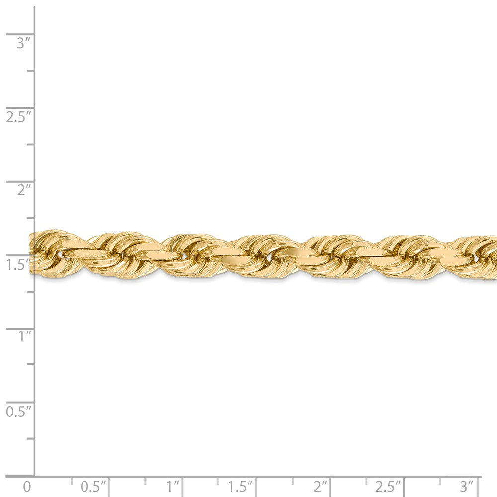 Alternate view of the Men&#39;s 8mm, 14k Yellow Gold, Diamond Cut Rope Chain Bracelet, 9 Inch by The Black Bow Jewelry Co.