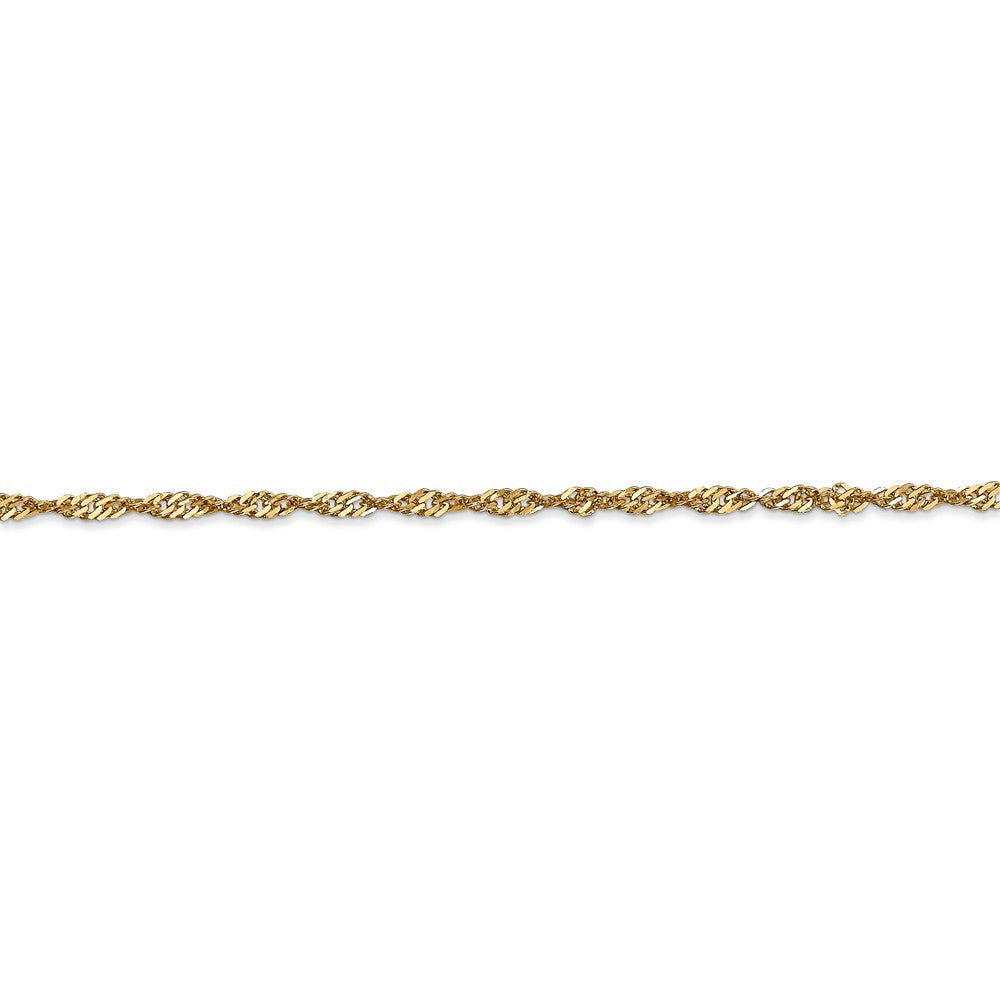 Alternate view of the 2mm, 14k Yellow Gold, Singapore Chain Bracelet by The Black Bow Jewelry Co.