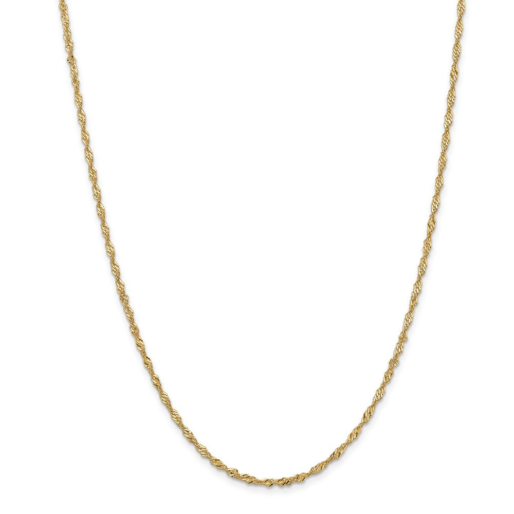 Alternate view of the 2mm, 14k Yellow Gold, Singapore Chain Necklace by The Black Bow Jewelry Co.