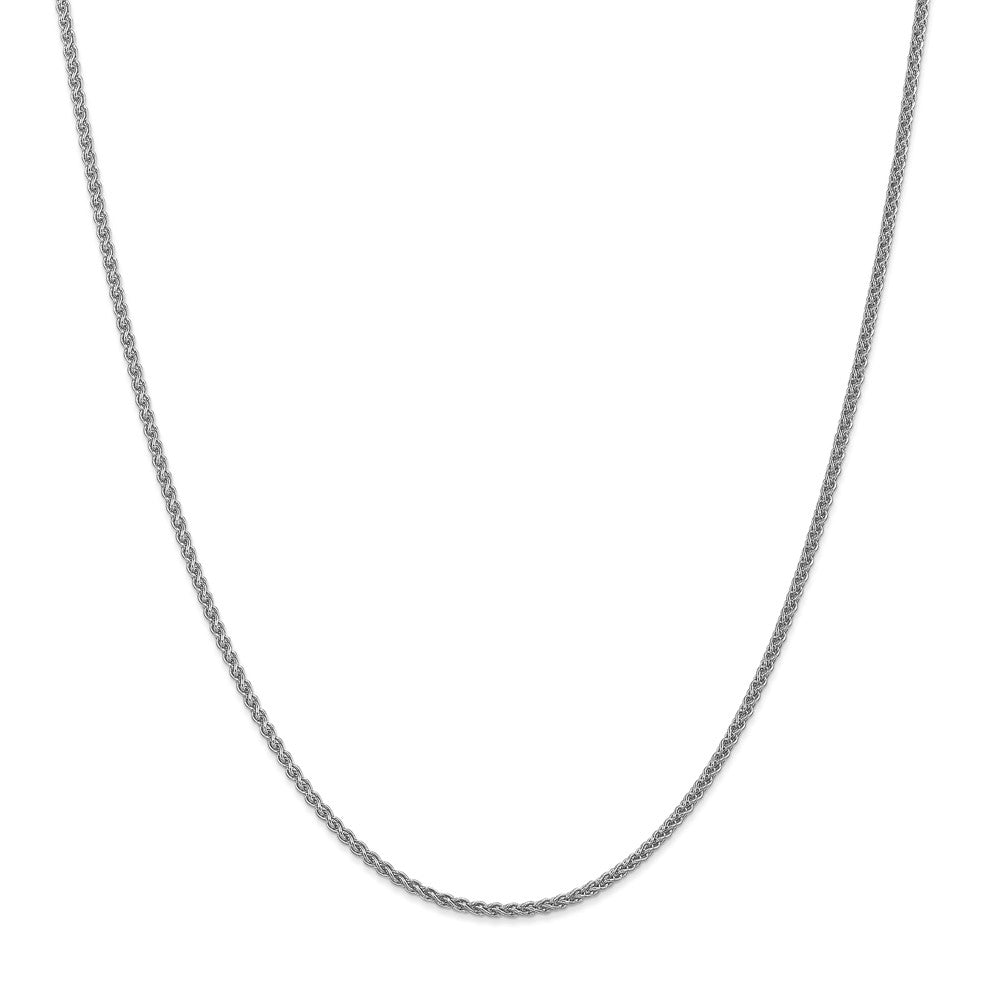 Alternate view of the 1mm, 14k White Gold, Solid Spiga Chain Necklace by The Black Bow Jewelry Co.